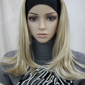 honey blonde mix 3/4 wig with headband straight an